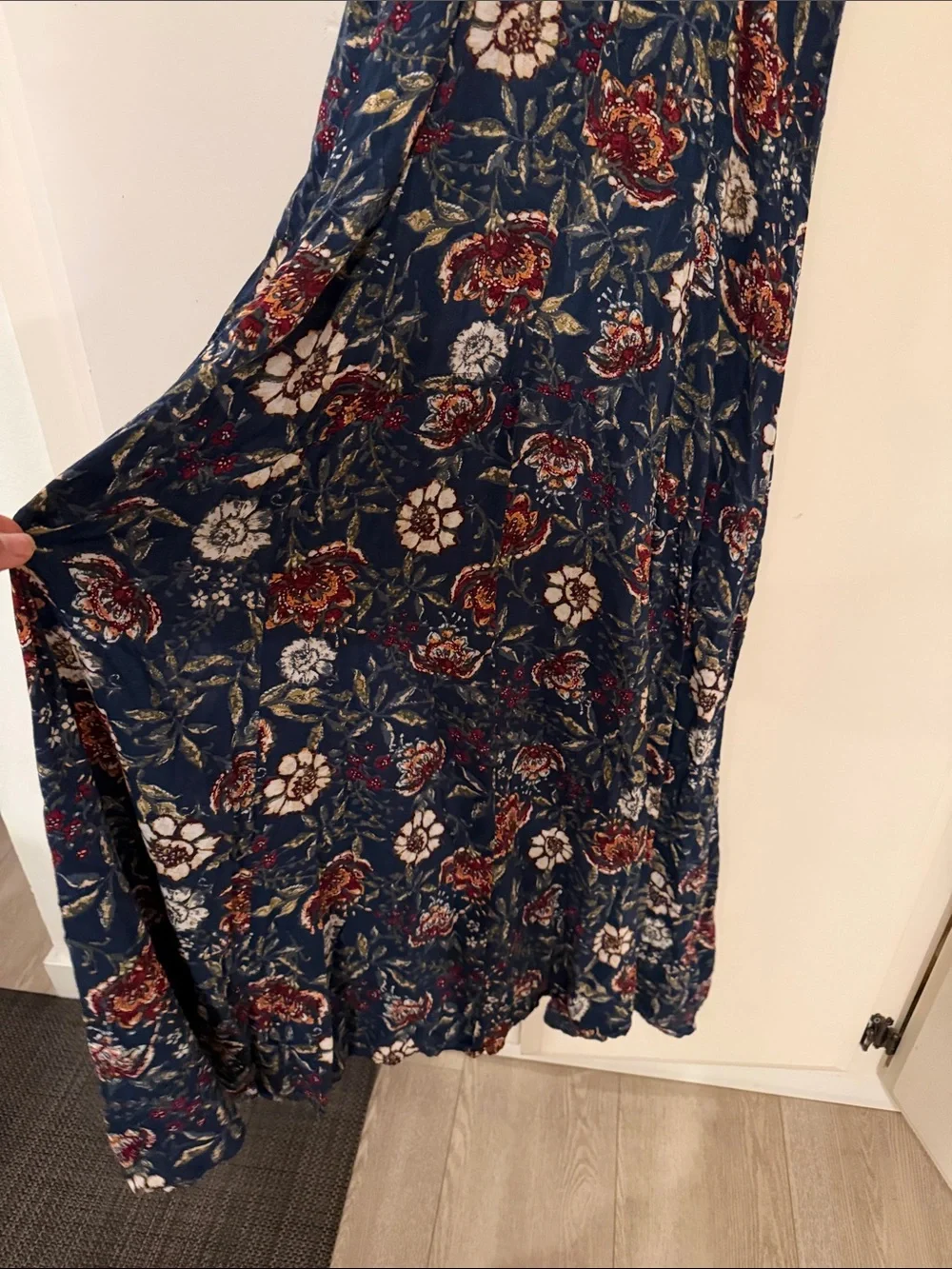 Abercrombie & Fitch Navy Floral Slip Maxi Dress